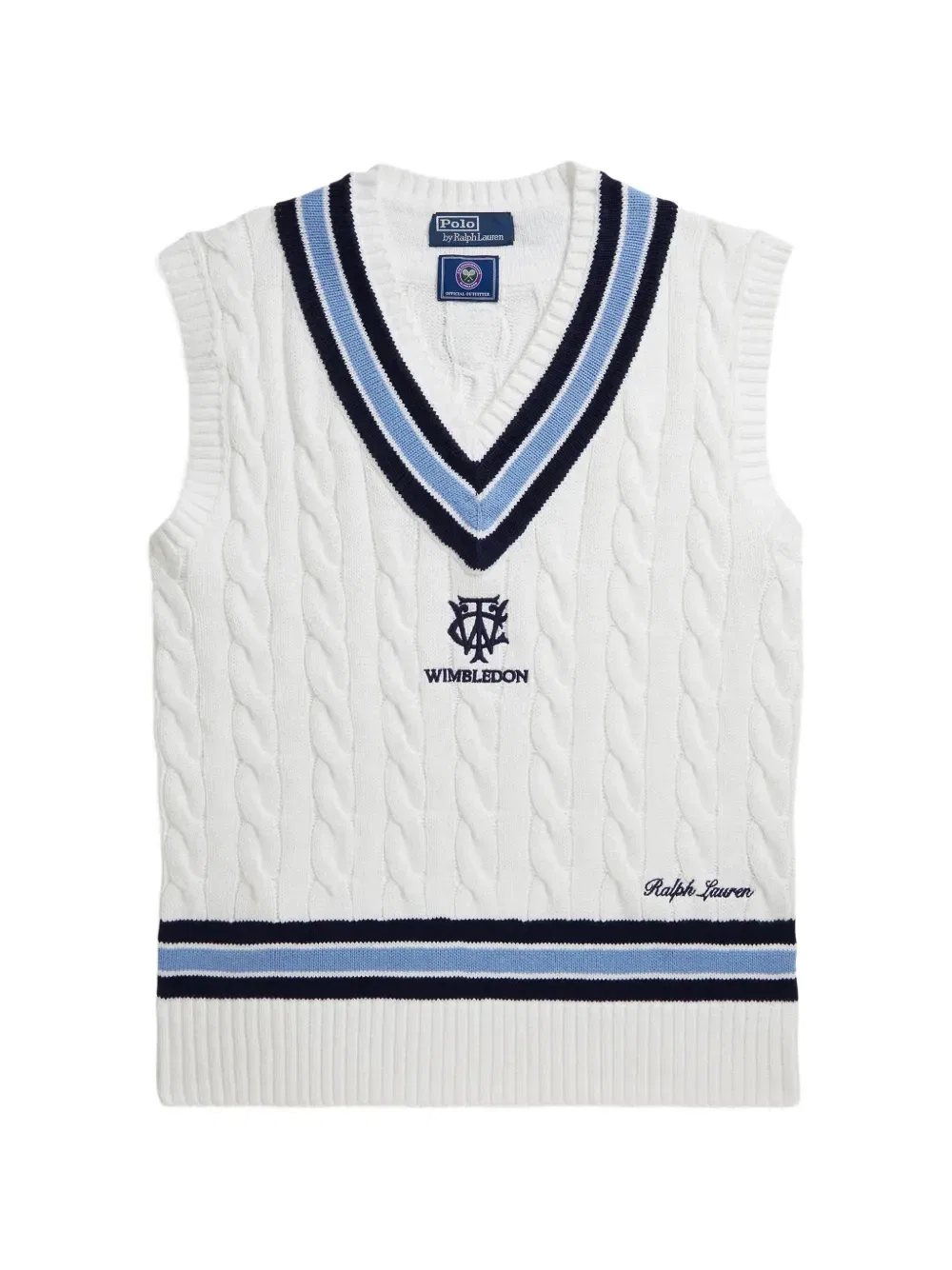 Жилет Wimbledon фактурной вязки Polo Ralph Lauren, белый