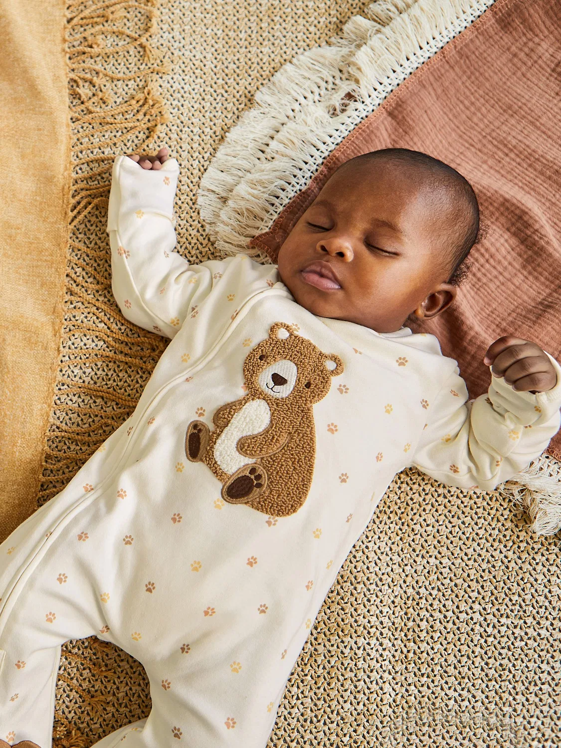 Боди-слип с аппликацией медведя Jojo Maman Bébé, кремовый — фото 2