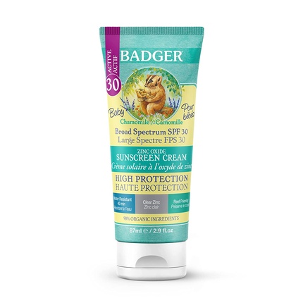 

Детский прозрачный цинковый солнцезащитный крем SPF 30 Badger