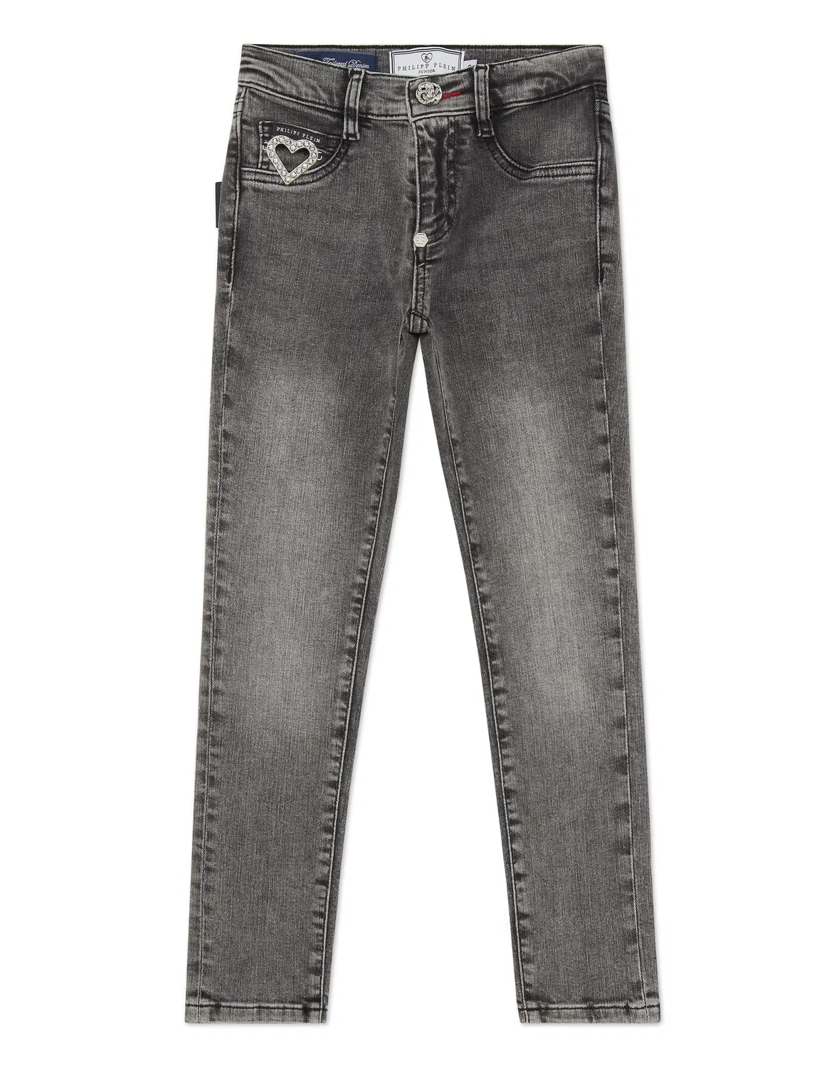 Детские леггинсы-джинсы с принтом Heart PHILIPP PLEIN, Grey Smoke