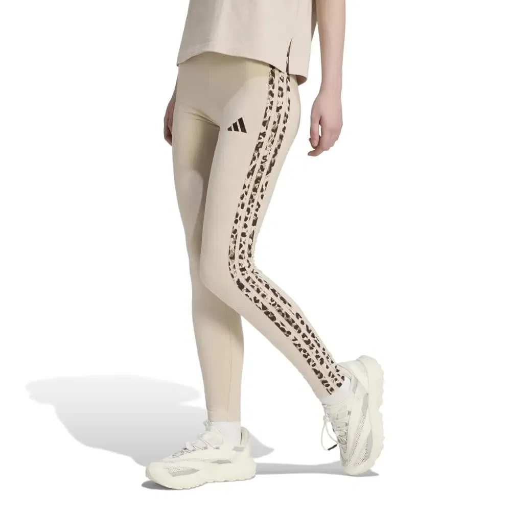 Женские леггинсы с принтом Seasonal Essentials Animal Print 3-Stripes Adidas, Beige