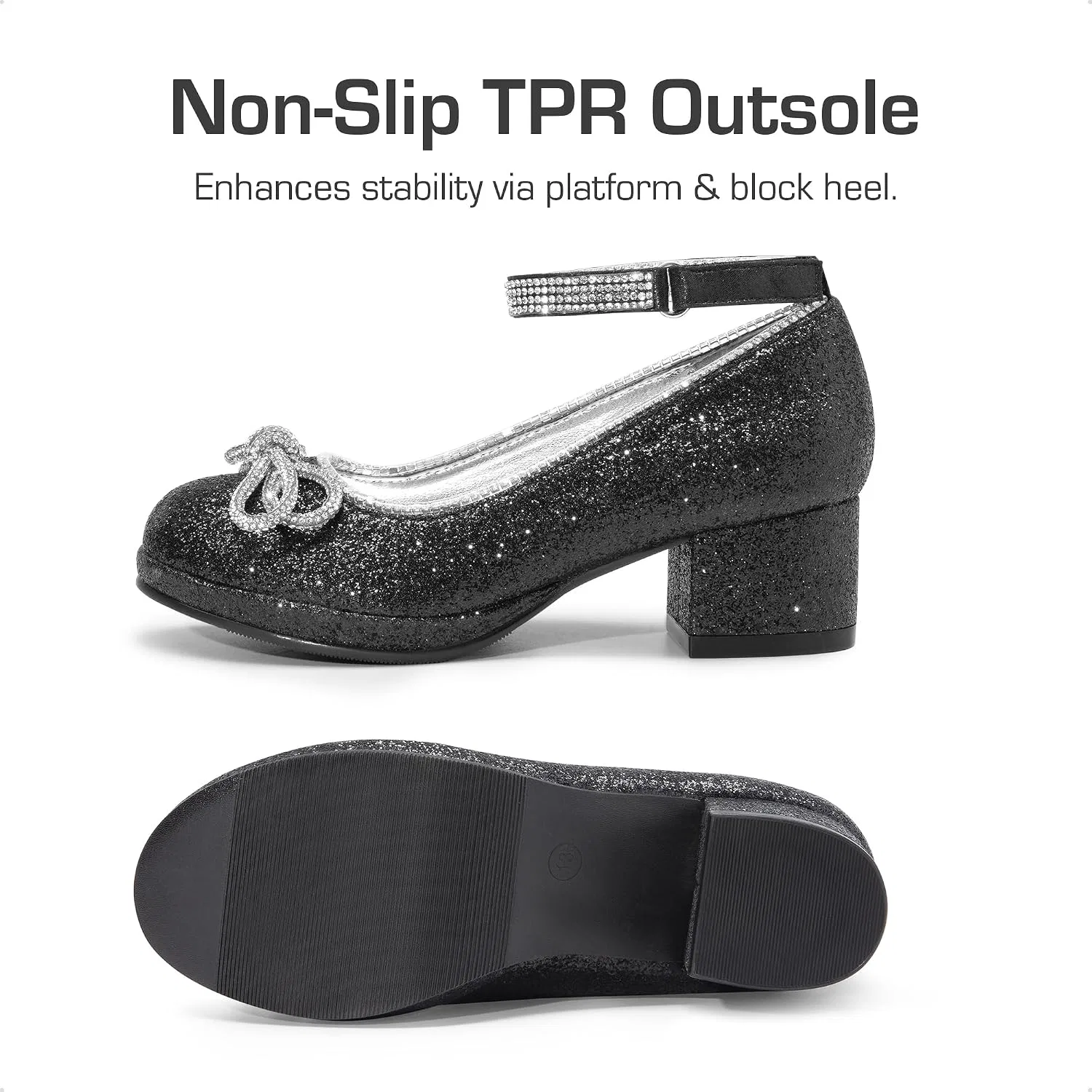 Детские туфли для девочек на платформе DREAM PAIRS, Black — фото 3