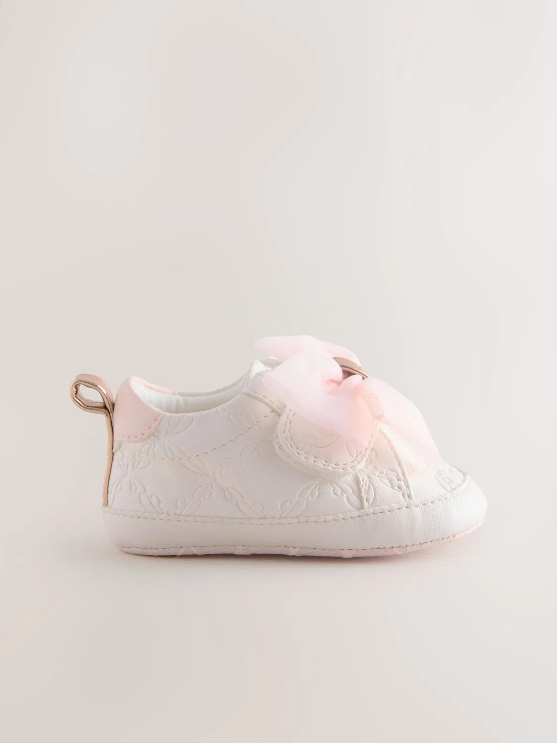 Пинетки Baker by Ted Baker с бантом из органзы, белые/розовые — фото 2