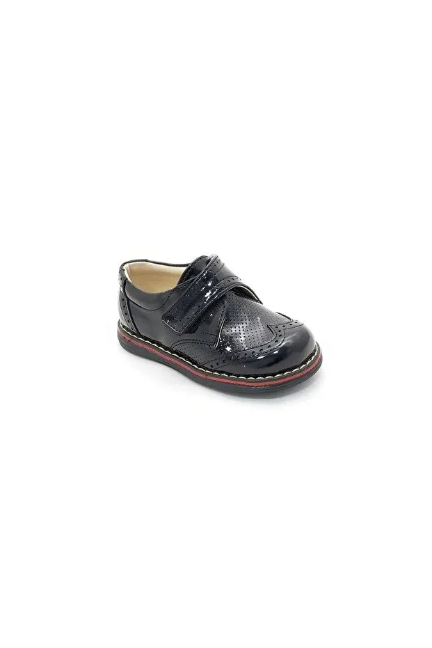Детские туфли для мальчиков из лакированной кожи с липучкой Özdamla, Navy Blue — фото 2