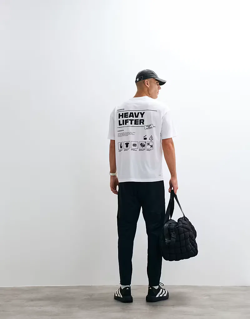Тренировочная футболка Adidas с принтом на спине, белый