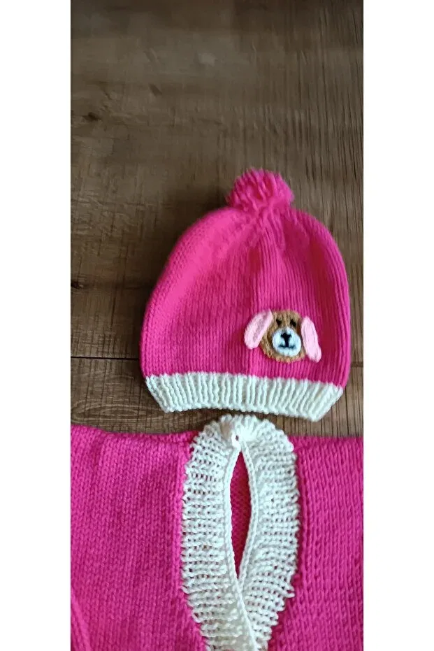 Детский кардиган с V-образным вырезом Hand knitted kids cardigan El Örgüsü Cici Bebe, Pink — фото 2
