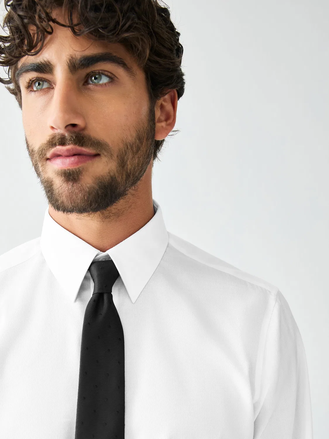 Сорочка с галстуком и запонками, Slim Fit, Polka Dot Next, Белый/Черный в горошек — фото 4