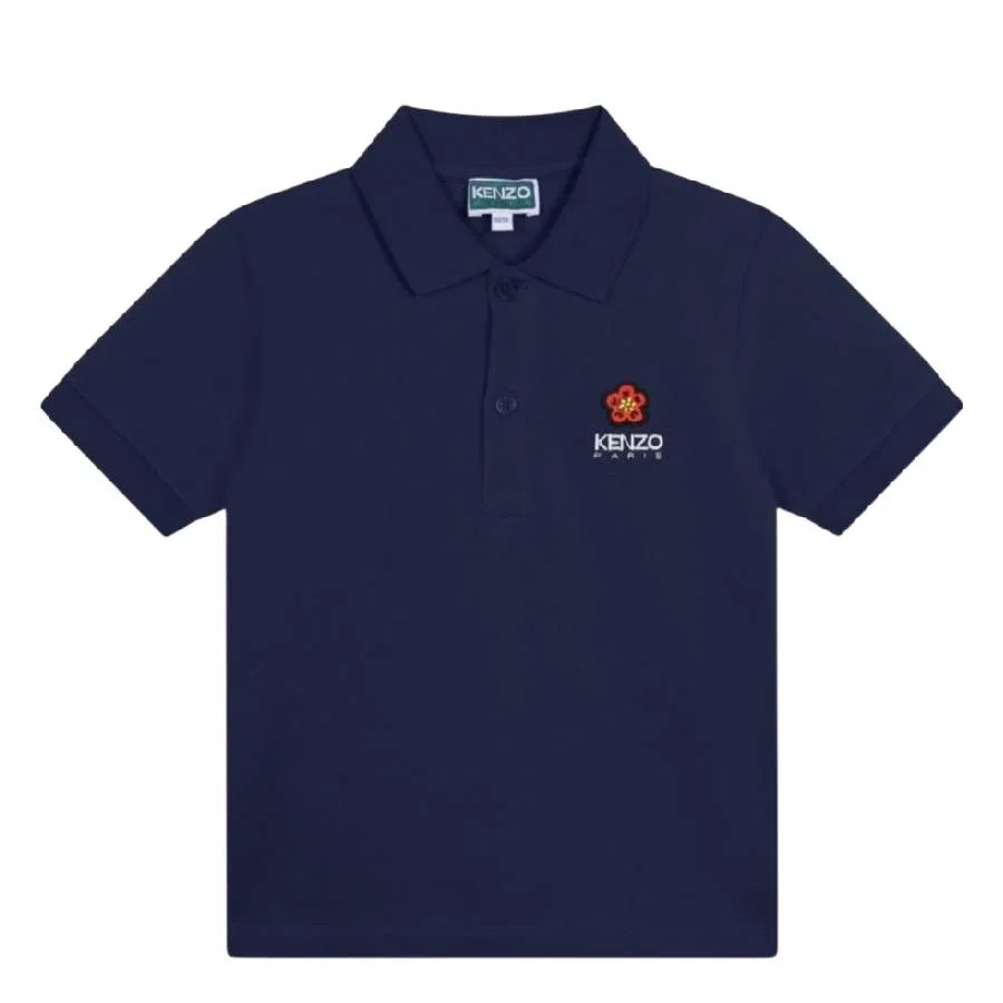 Поло из органического хлопка Kids Boke Logo Kenzo, Navy
