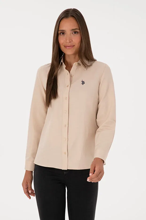 Женская рубашка с длинным рукавом U.S. Polo Assn., Sand — фото 3