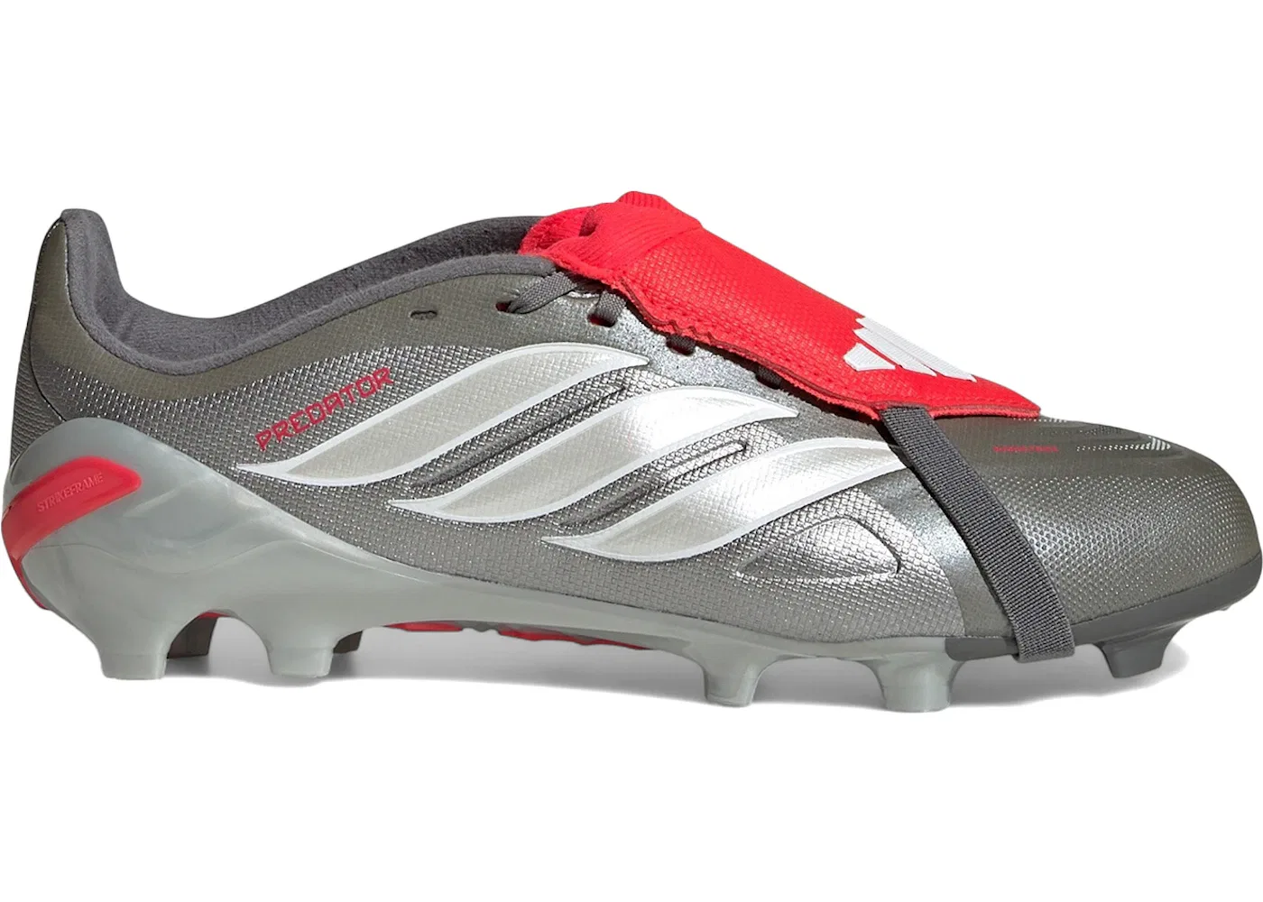Детские бутсы с длинным рукавом Adidas Predator League Fold-Over Tongue FG, Iron Metallic/Zero Metalic/Lucid Red