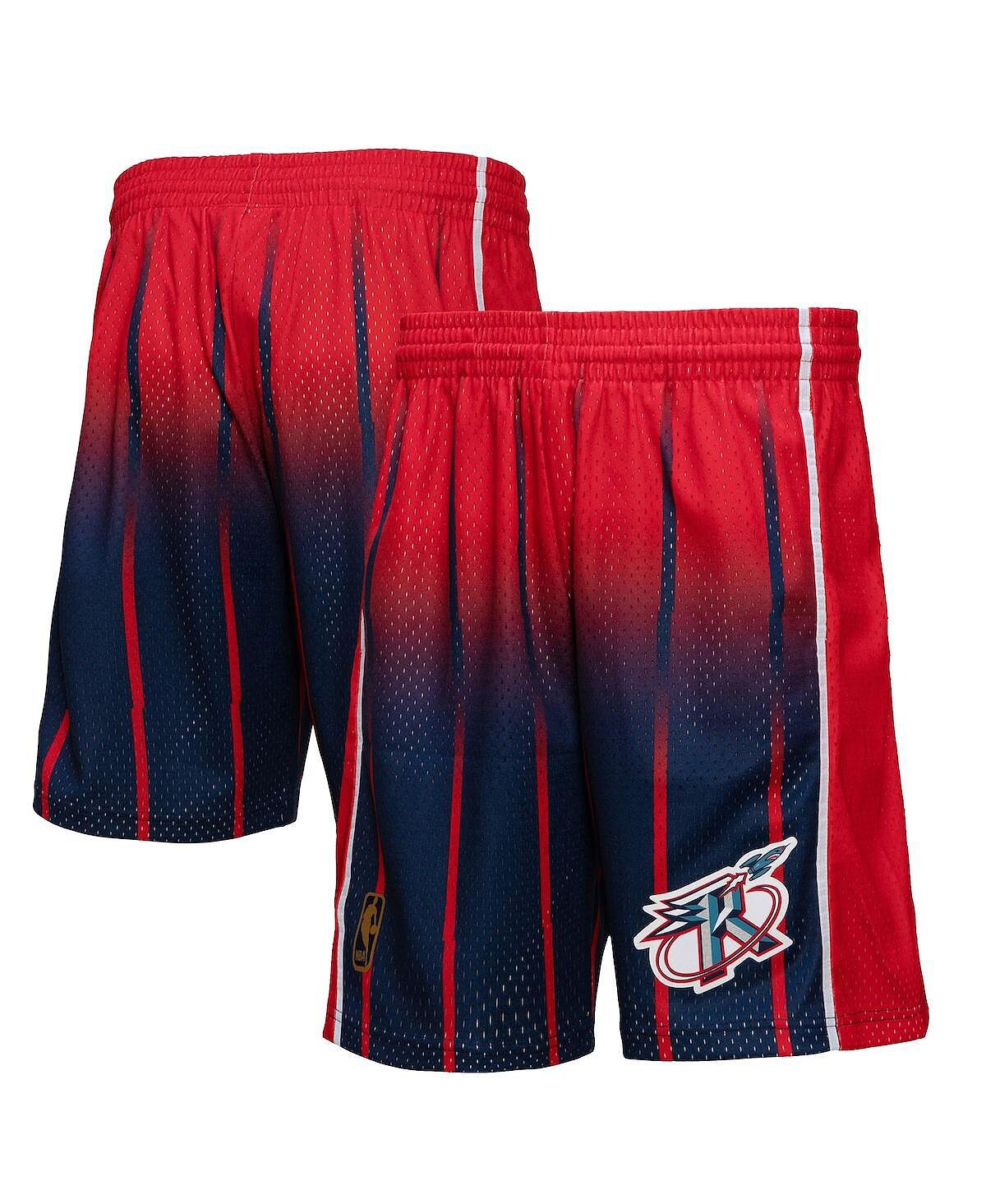 

Мужские красные, темно-синие шорты houston rockets 1996/97 hardwood classics fadeaway reload 3.0 swingman Mitchell & Ness, мульти
