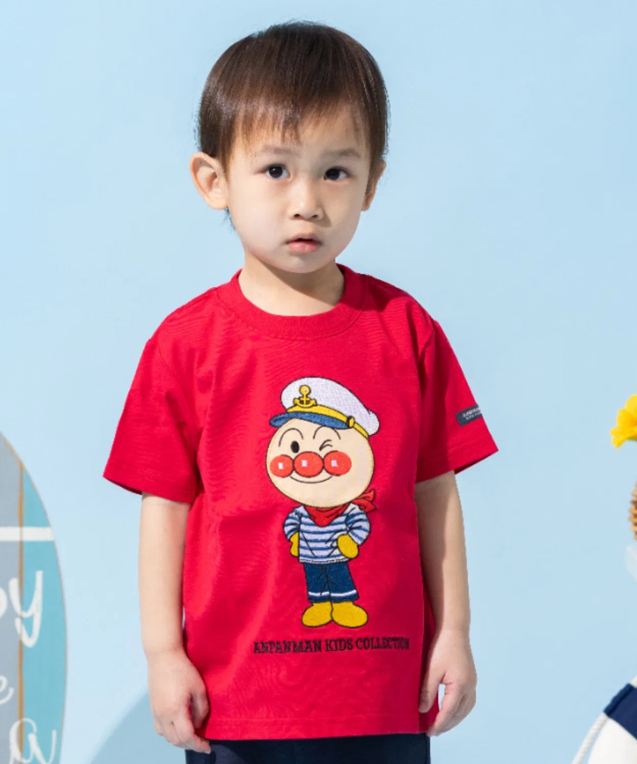 Детская футболка с принтом Anpanman Marine Embroidery Red ANPANMAN KIDS COLLECTION, Красный