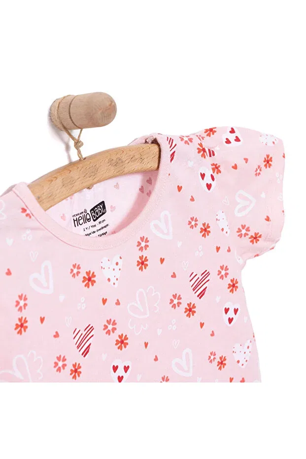 Детская футболка для девочек с принтом Hellobaby basic girl fruit eating cat pattern Ebebek Hello Baby, Pink — фото 3
