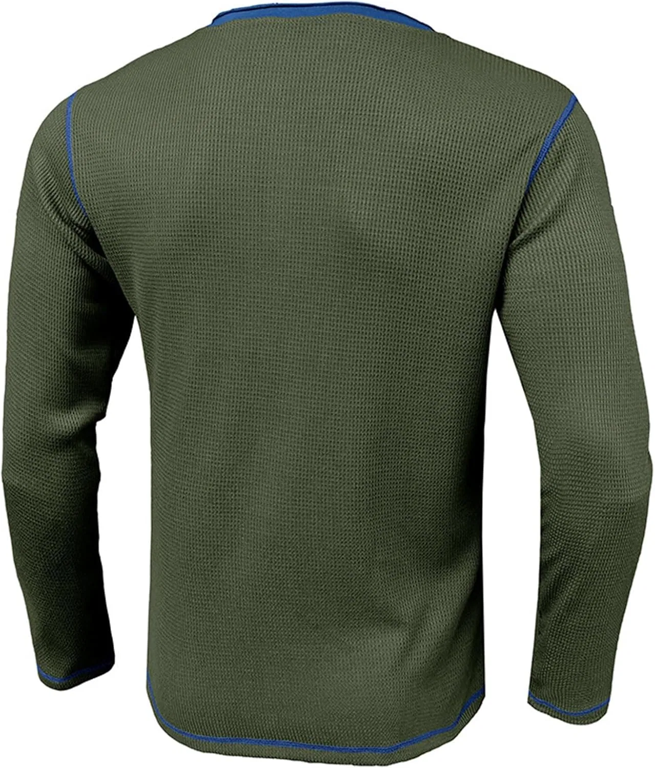 Мужская хенли футболка с длинным рукавом вафельная, Army Green — фото 3