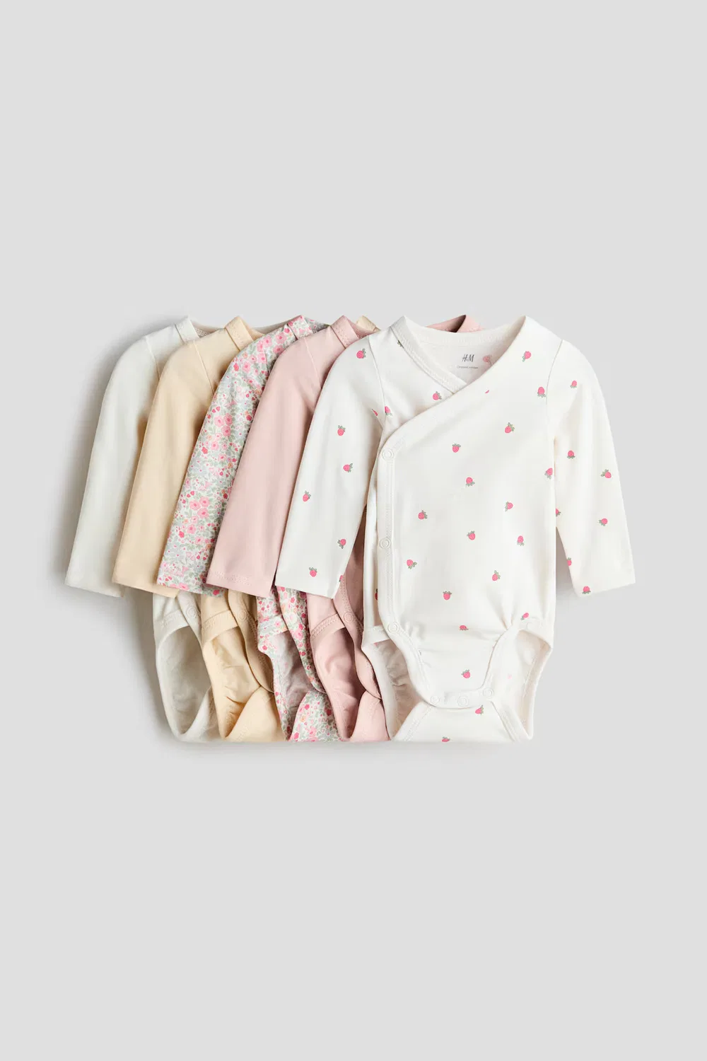 Набор из 5 боди-оберток H&M, Cremefarben/Erdbeeren