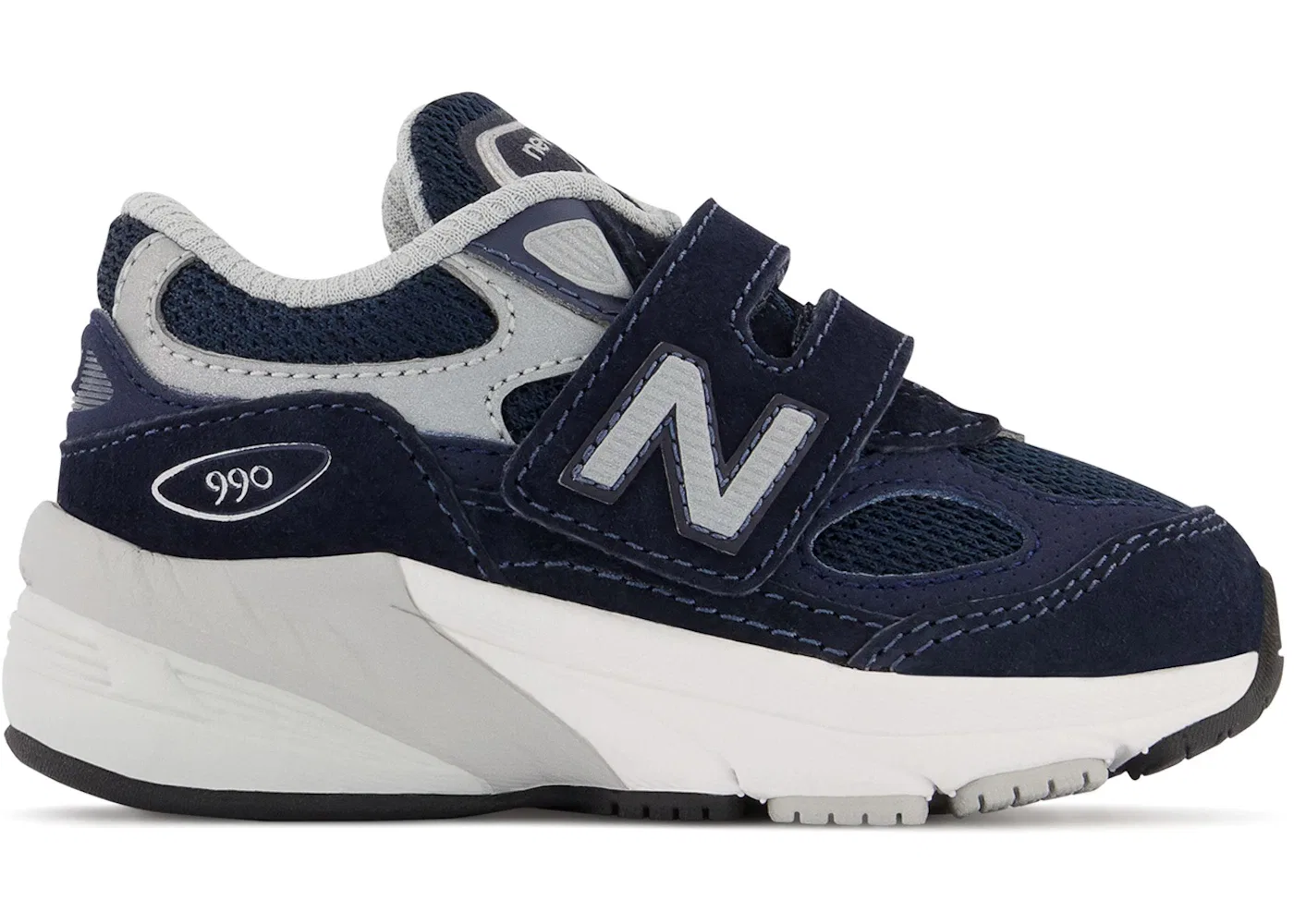 Детские кроссовки на липучке New Balance 990v6 Hook and Loop New Balance, Navy/Silver