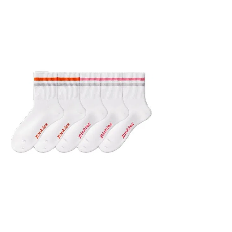 Детские носки до середины икры, набор из 5 пар, Dickies, White/Orange, White/Pink