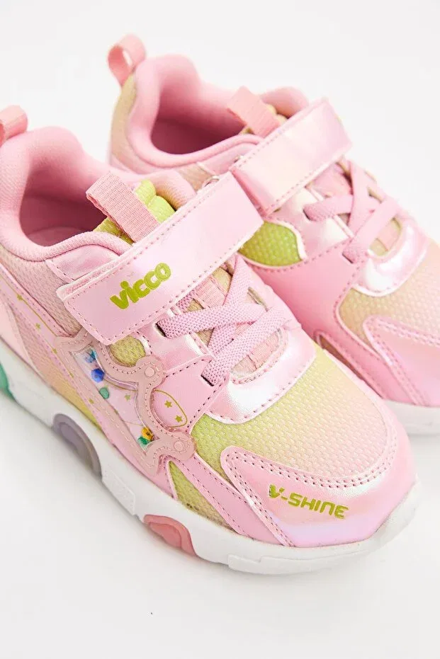 Детские кроссовки для девочек на липучке Queen bebe lighted phylon sneakers Vicco, Powder