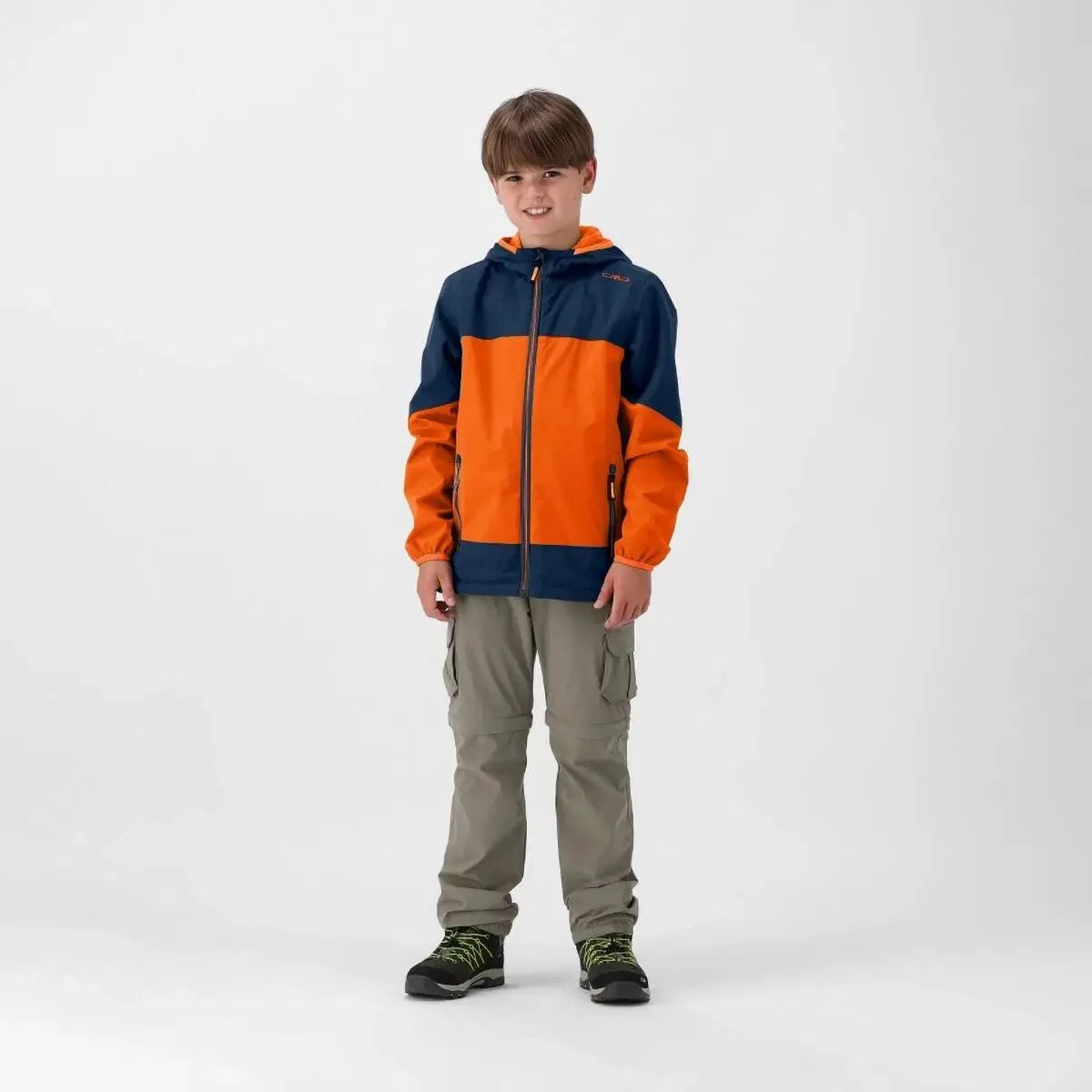 Детская софтшелл-куртка с капюшоном Kid Jacket Fix Hood Cmp, Цвет Dunkelblau / Orange / Navyblau — фото 2