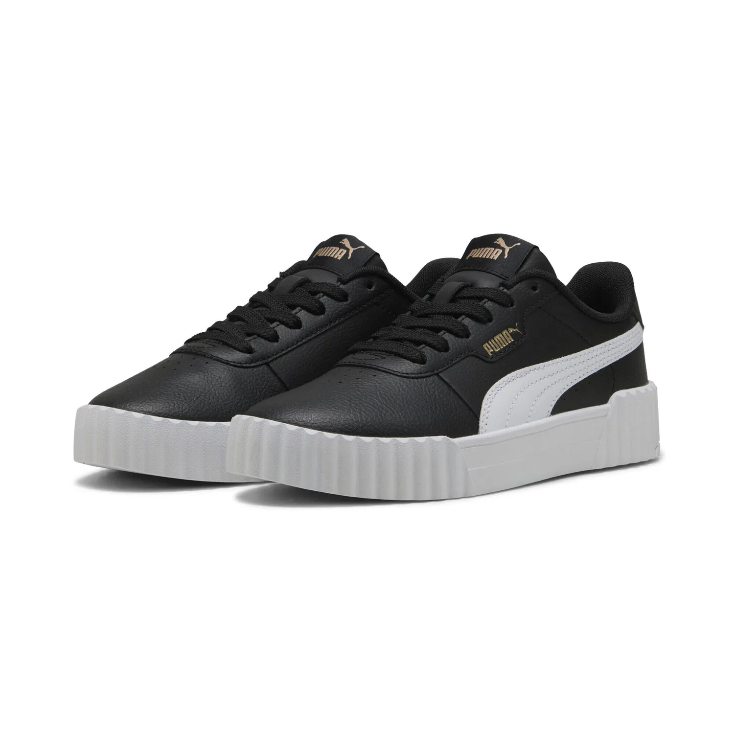 Детские кроссовки для девочек Carina 3.0 Puma, Schwarz Weiss Gold