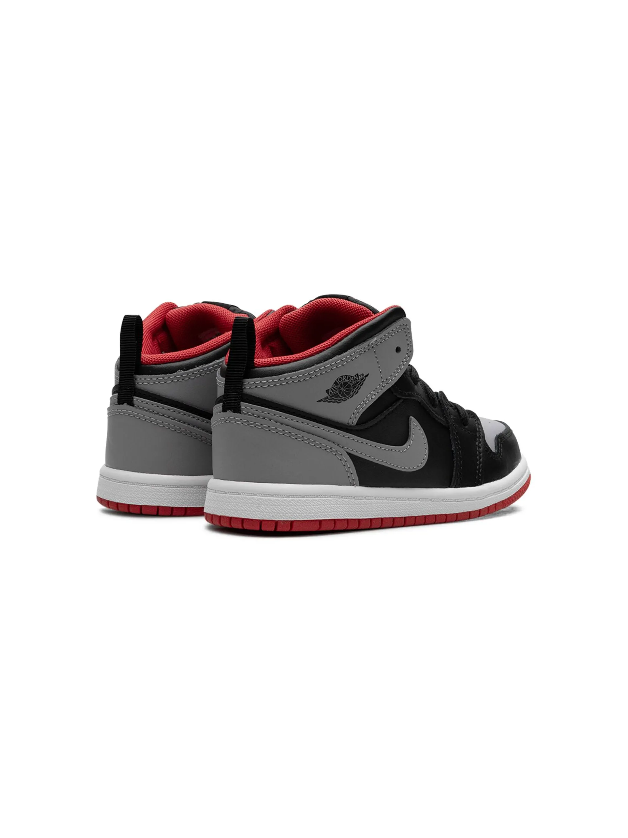 Кроссовки Air Jordan 1 Mid Black/Cement Grey-fire Red-white Jordan Kids, черный — фото 3