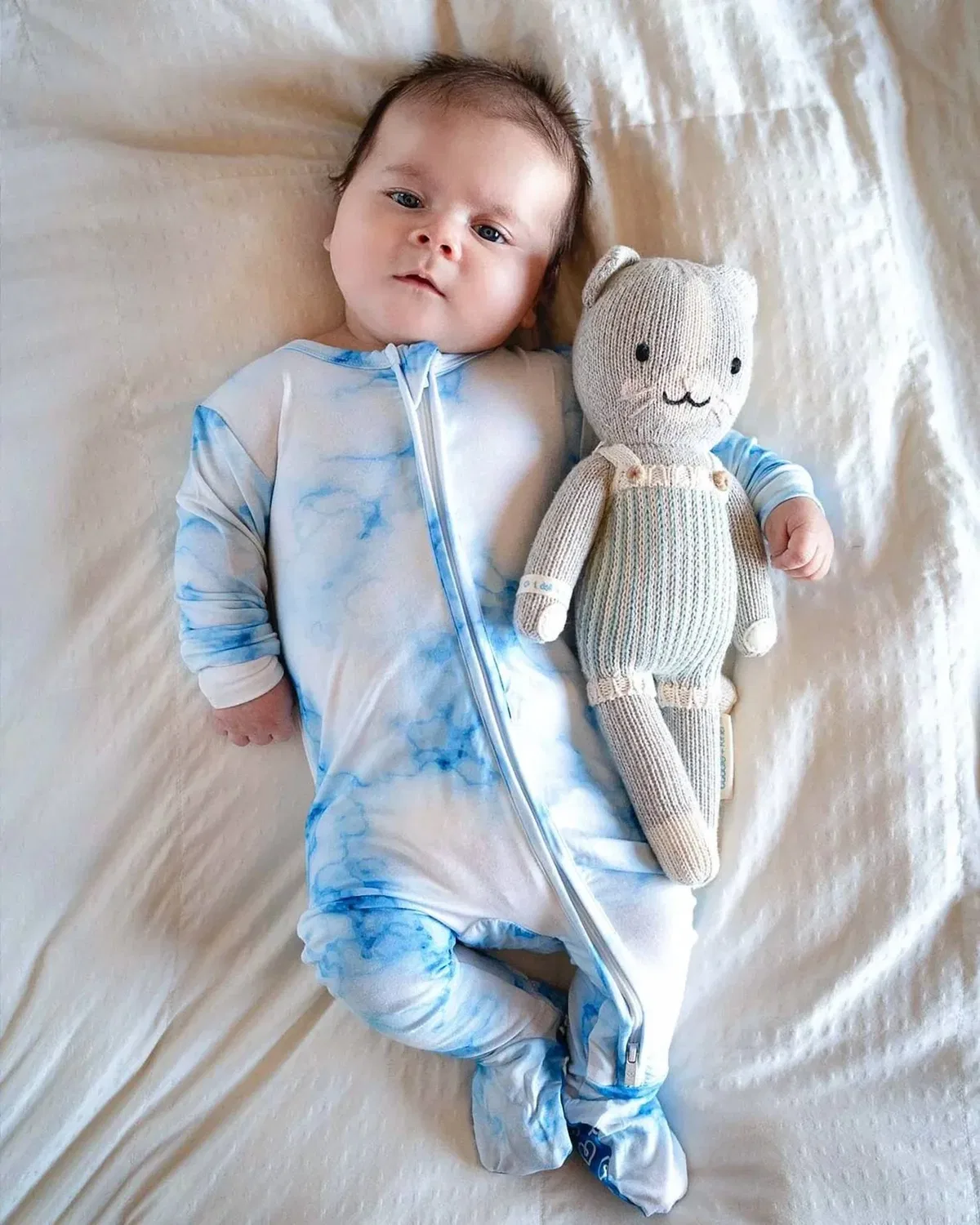 Детский боди-комбинезон с длинным рукавом и двойной молнией Milo Tie Dye Lev Baby, Blue Ice