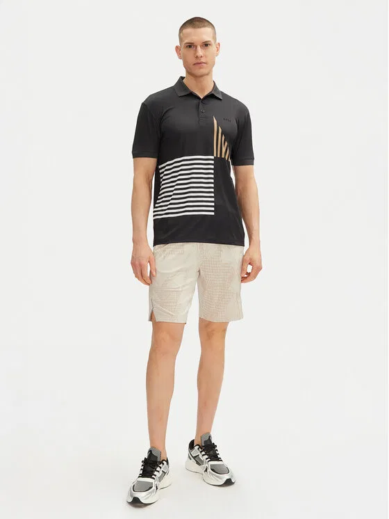 Поло regular fit Paddy Striped Boss, черный — фото 2