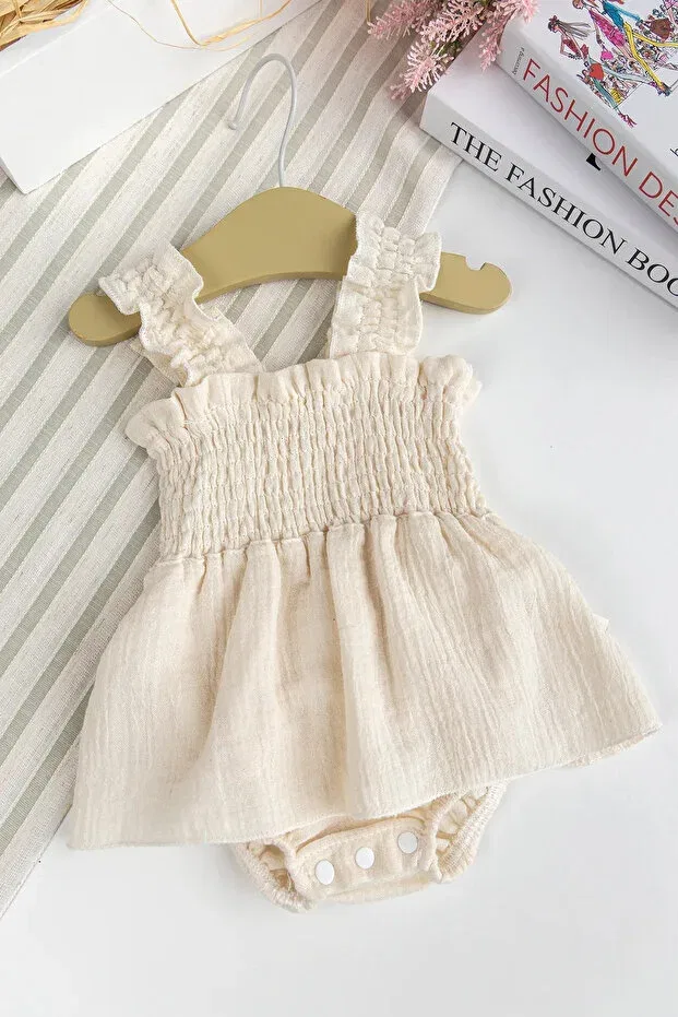 Детское хлопковое платье для девочек Babymod, Cream
