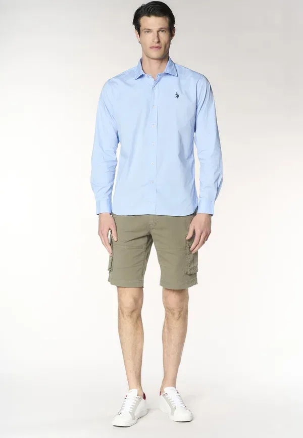 Рубашка хлопковая с эластаном Shirt U.S. Polo Assn., Blu, синий — фото 2