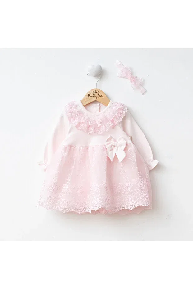 Детское платье для девочек кружевное Miniday Baby, Pink — фото 3