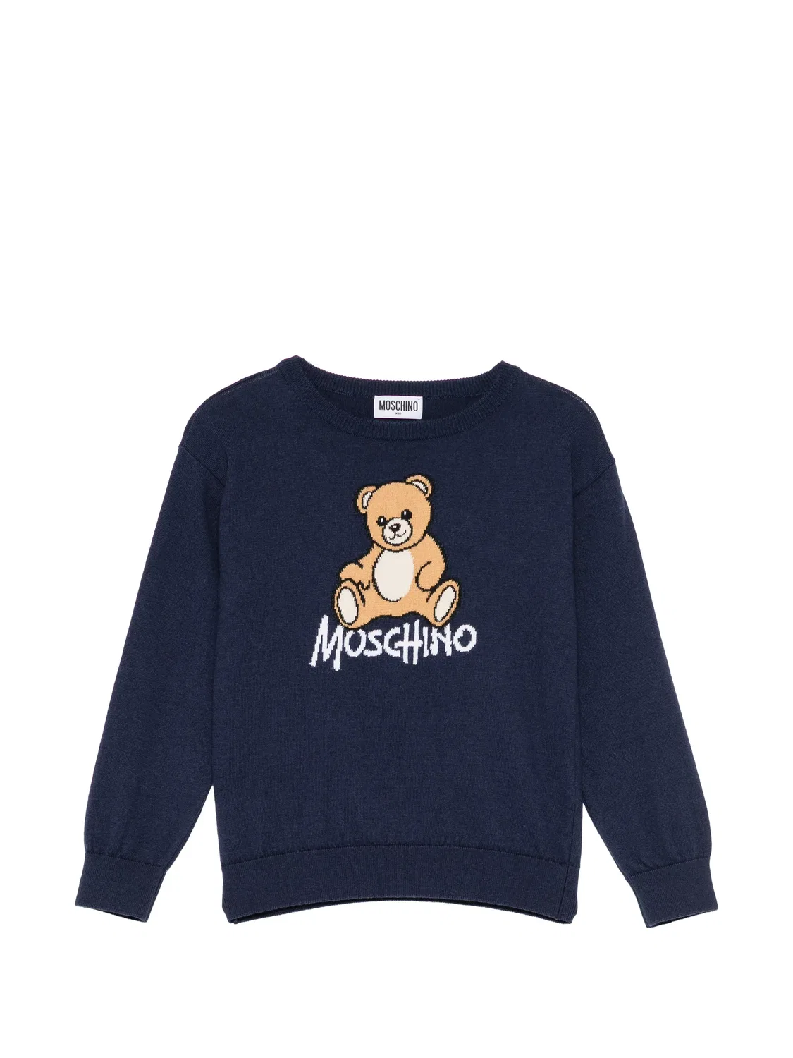 Свитер Teddy Bear вязки интарсия Moschino Kids, синий