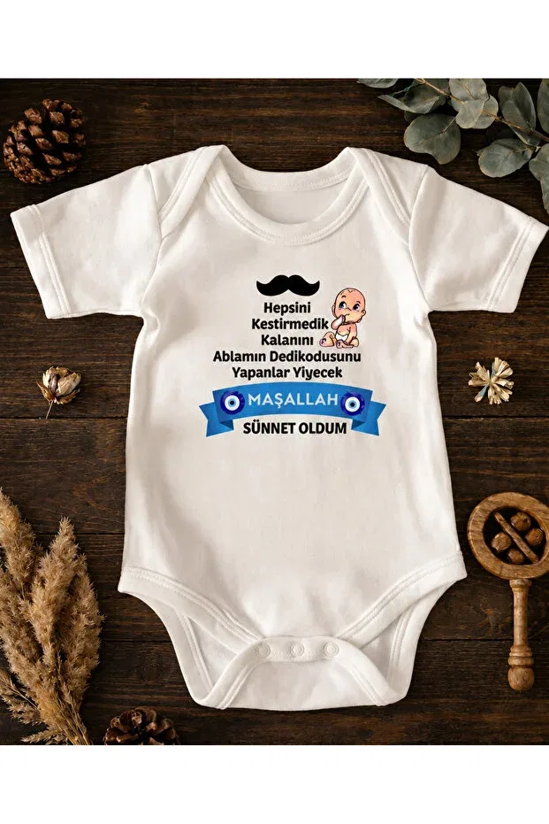 Детское боди-слип для мальчиков с принтом Circumcision Eydubaby, White
