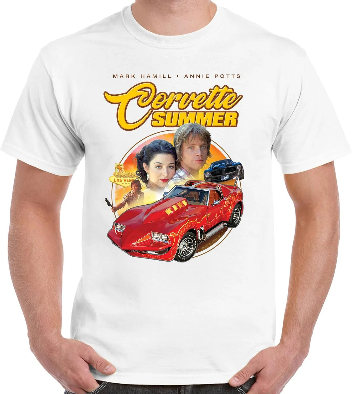 Мужская футболка с принтом Corvette Summer, белый