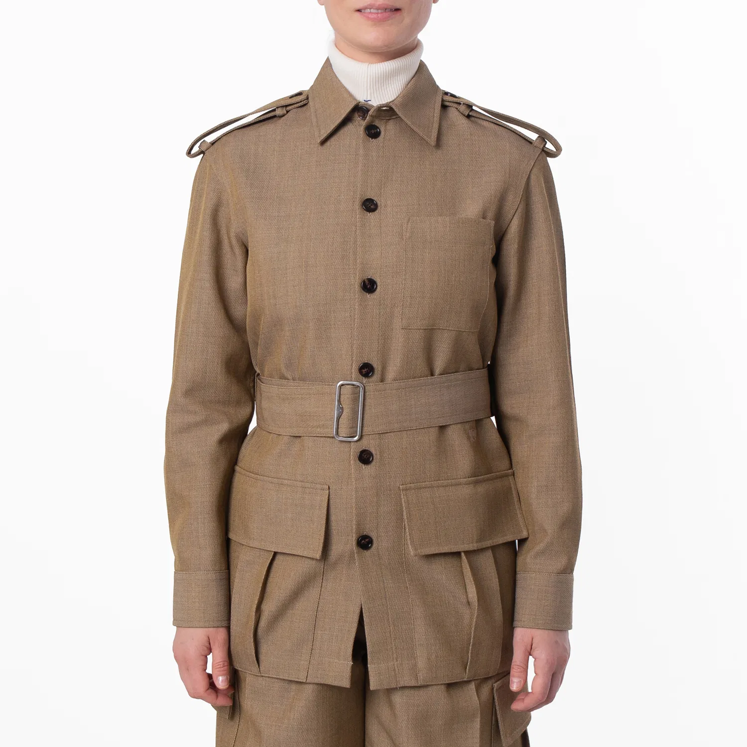Рубашка-оверсайз с поясом Burberry, Beige/Honey