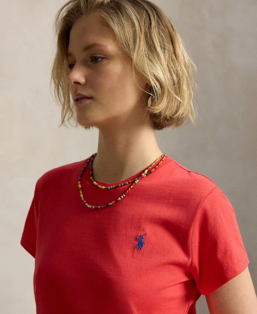 Футболка с круглым вырезом и коротким рукавом, хлопковая Polo Ralph Lauren, Bright Hibiscus — фото 3
