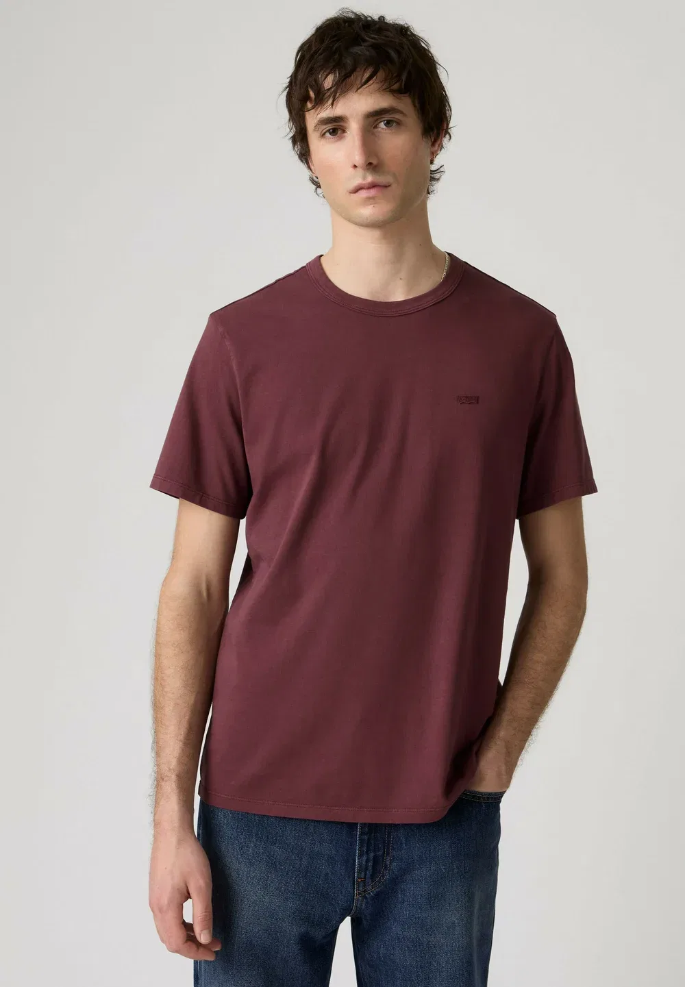 Оригинальная футболка, окрашенная в цвет бордо - базовая футболка Levi'S, Garment Dye Dark Slate - Reds - — фото 4