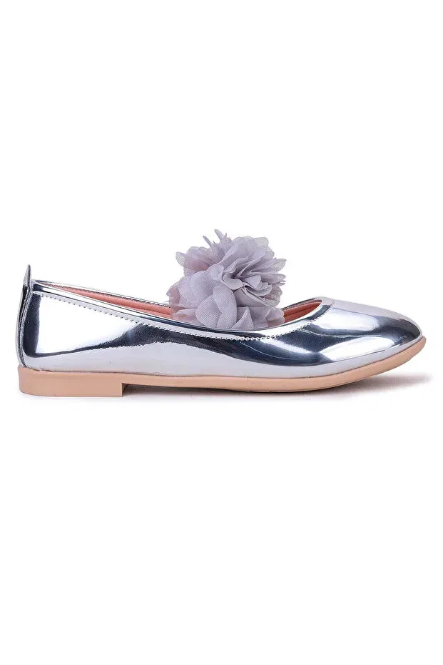 Детские балетки для девочек из искусственной кожи Flovers Kiko Kids, Silver — фото 4