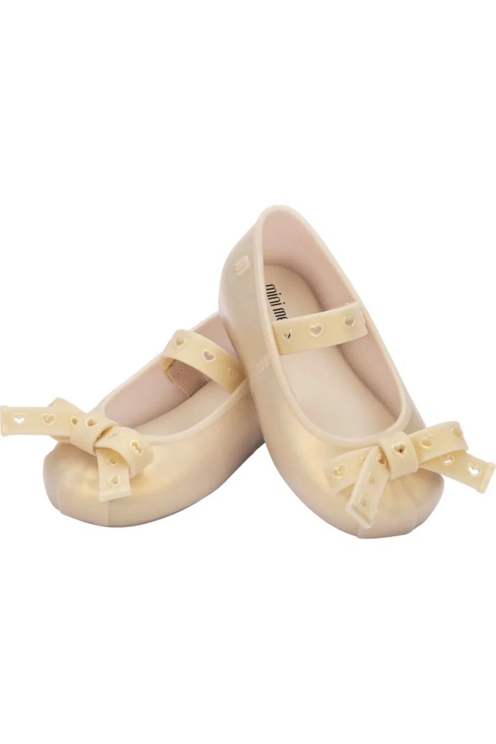 Детские туфли Мэри Джейн с бантом и сердечками Mini Sophie Crush Mini Melissa, Pearly Beige — фото 3