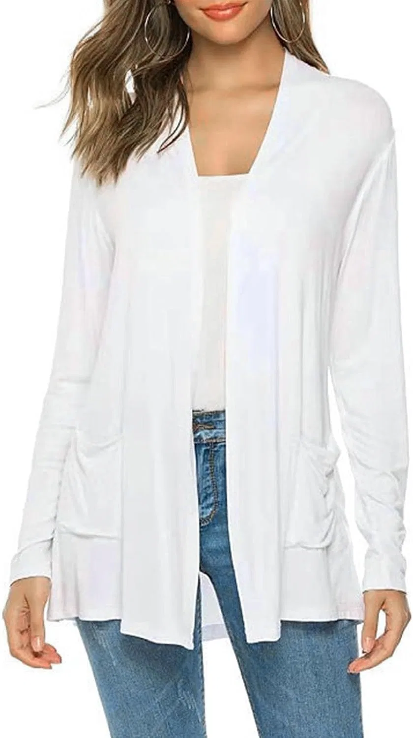 Женский кардиган с длинным рукавом, модель Summer Cardigans, белый — фото 4