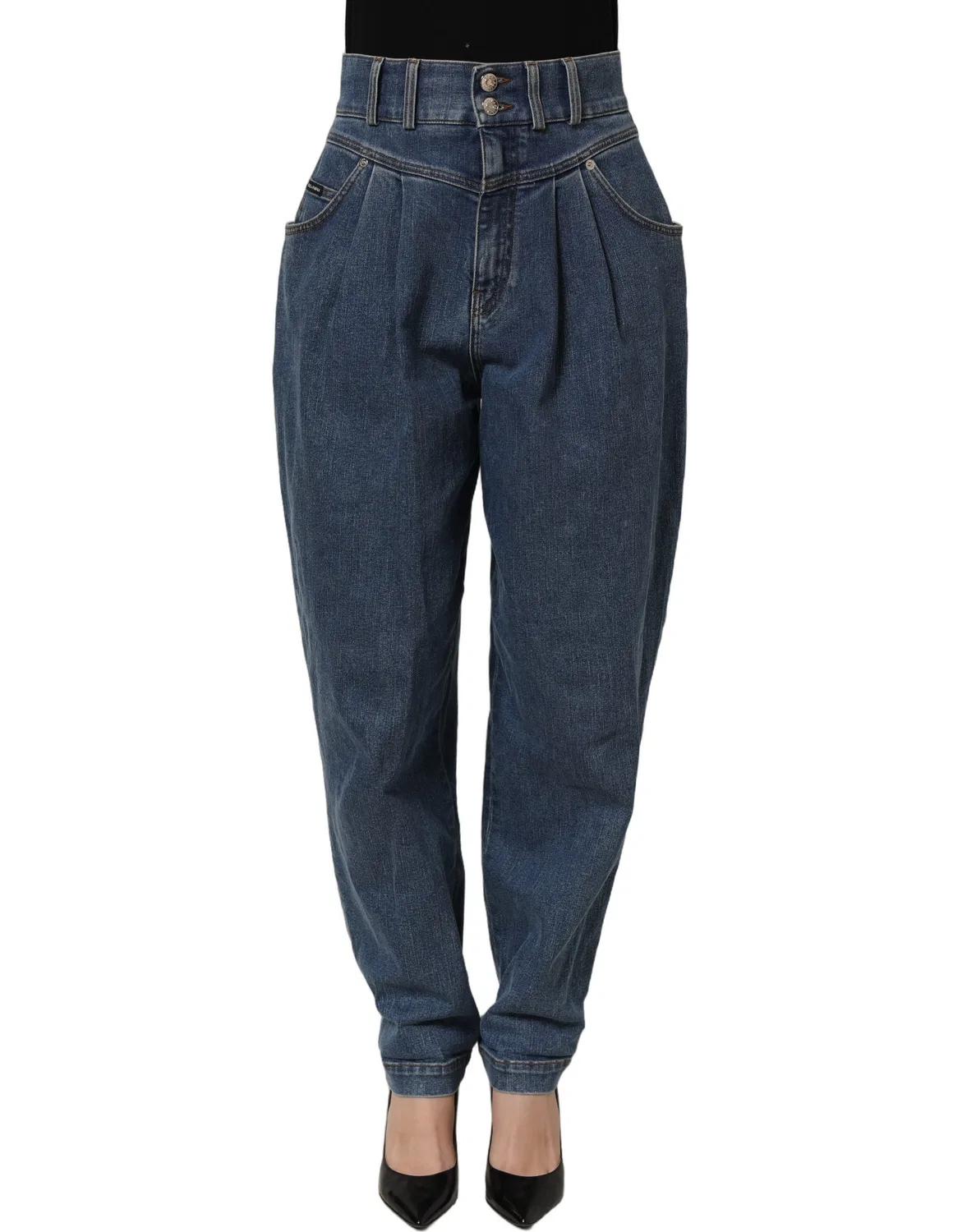Женские джинсы с зауженным кроем Tapered Denim Dolce & Gabbana, Dark Blue — фото 2