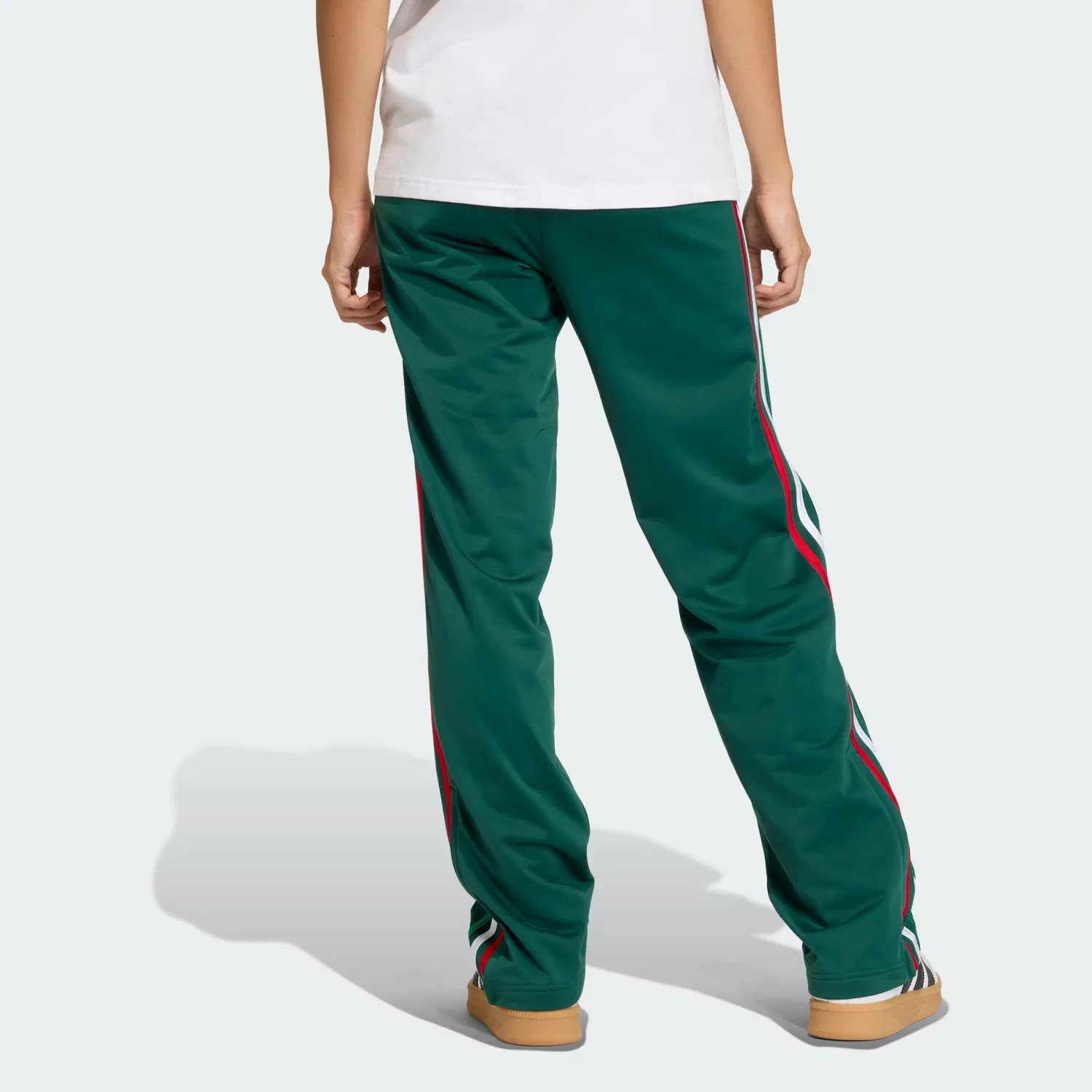 Женские спортивные штаны с трикотажной фактурой Firebird Classic Adidas Originals, темно-зеленый/ярко-зеленый/белый/алый — фото 3