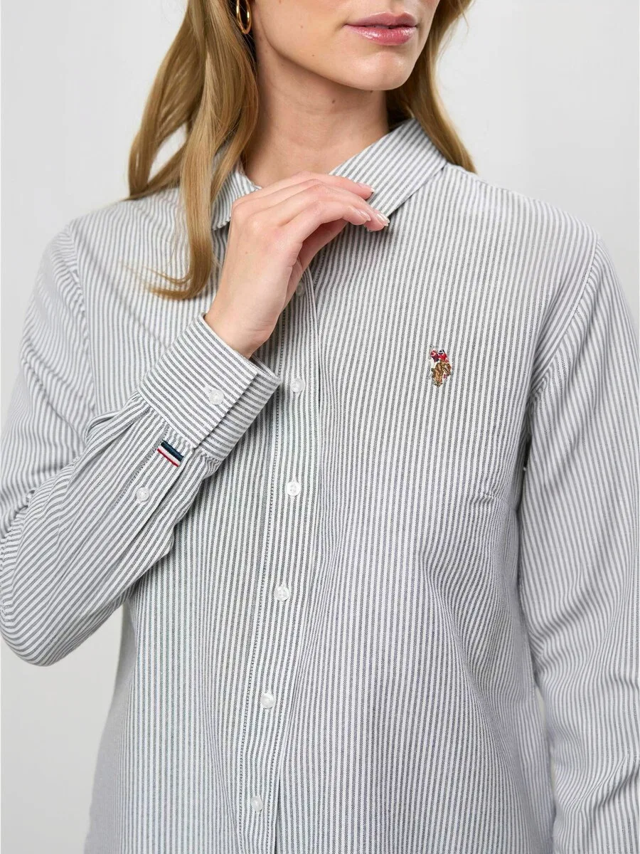 Футболка U.S. POLO ASSN. 'UWGina Oxford' сапфирового цвета — фото 4
