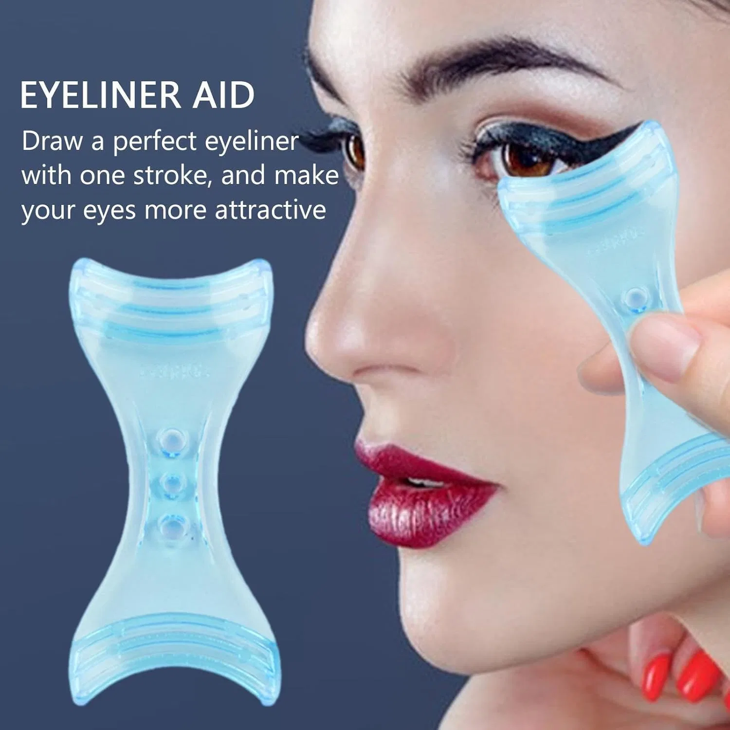Трафарет для подводки глаз, с антискользящим покрытием, Generic, 12 г, 8x3,7 см, Eyeliner-Innensteg blau — фото 2