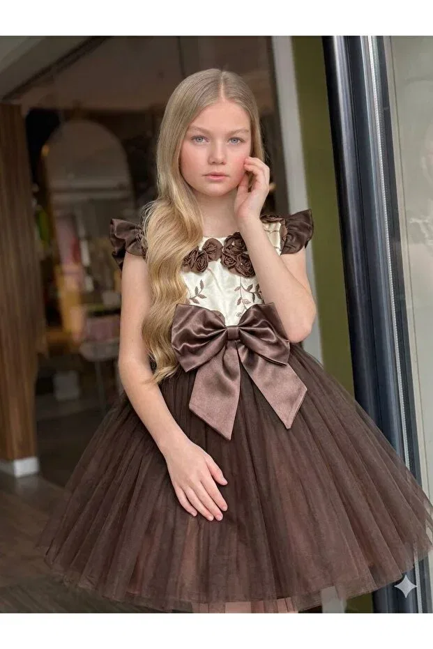 Детское платье для девочек кружевное Miss Lorin Kids, Brown