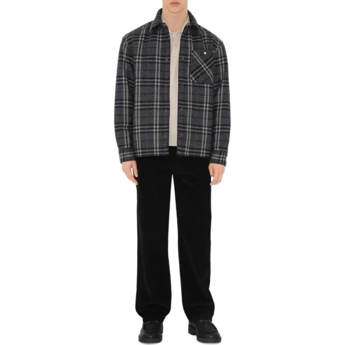 Пуховик Burberry Checked Press-Stud Indigo — фото 3