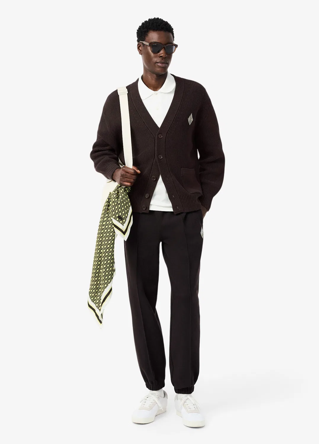 Кардиган Relaxed Fit V-образным вырезом Lacoste, коричневый — фото 3