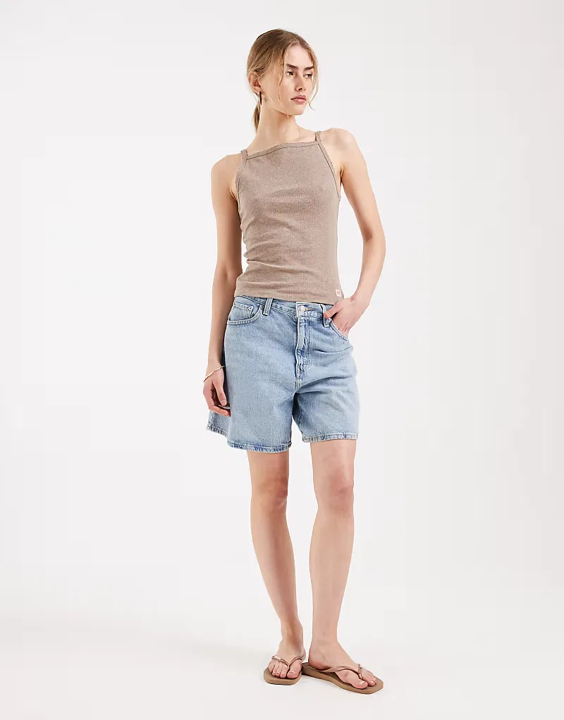 Топ-майка с ажурной отделкой от Levi's Dry Goods, Taupe — фото 4