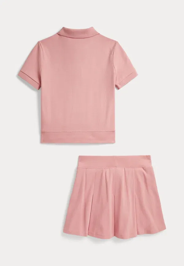 Комплект из поло и юбки, хлопок с эластаном, Stretch mesh boxy polo shirt & skort 7-14y set - a-line skirt, Polo Ralph Lauren, Adirondack Rose — фото 2