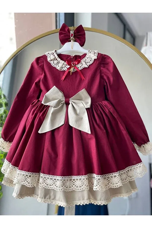 Детское платье для девочек хлопковое Eid Dress Sayuker Shop, Burgundy