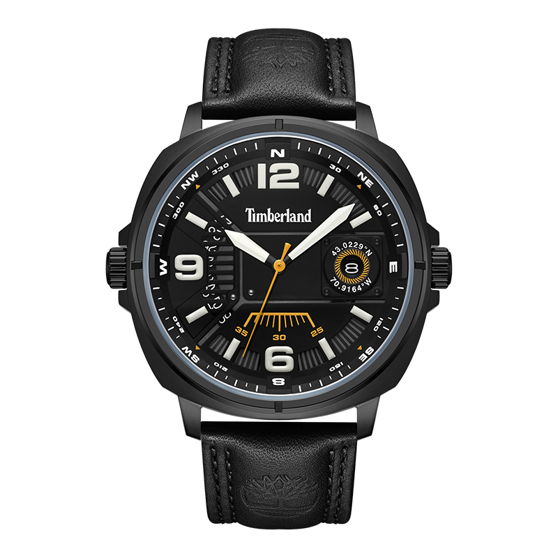

Timberland Часы Breakheart Collection Wrist Watch Quartz Movement Leather Strap Black Dial Men's Watch